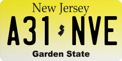 NJ license plate A31NVE