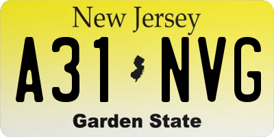 NJ license plate A31NVG