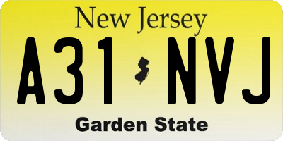 NJ license plate A31NVJ