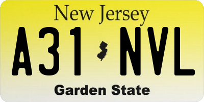 NJ license plate A31NVL