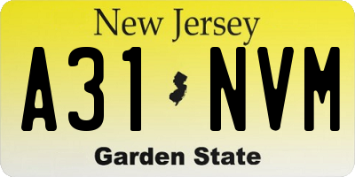NJ license plate A31NVM
