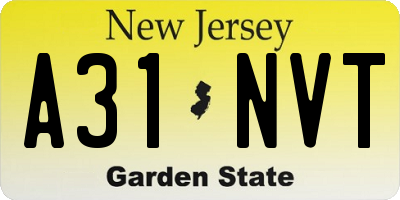 NJ license plate A31NVT