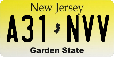 NJ license plate A31NVV