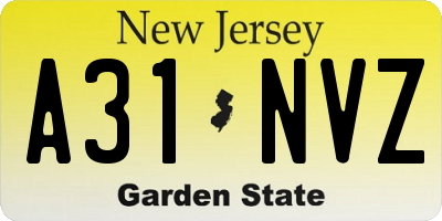 NJ license plate A31NVZ