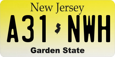 NJ license plate A31NWH