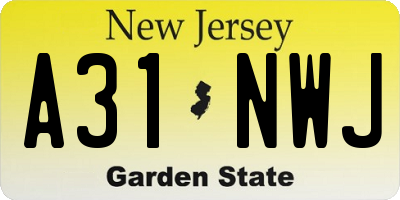 NJ license plate A31NWJ