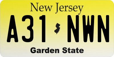 NJ license plate A31NWN