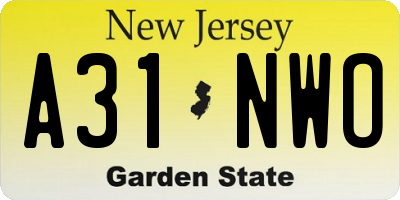 NJ license plate A31NWO