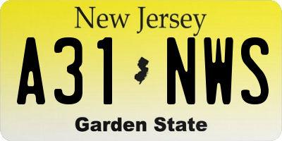 NJ license plate A31NWS