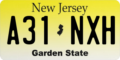 NJ license plate A31NXH