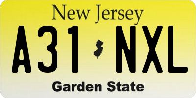 NJ license plate A31NXL