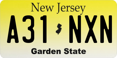 NJ license plate A31NXN