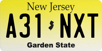 NJ license plate A31NXT