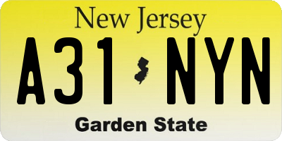 NJ license plate A31NYN