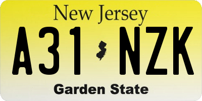 NJ license plate A31NZK