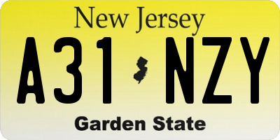 NJ license plate A31NZY