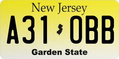 NJ license plate A31OBB