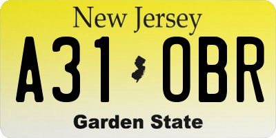 NJ license plate A31OBR