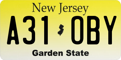 NJ license plate A31OBY