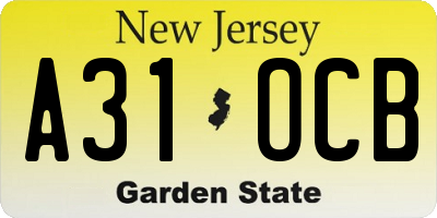 NJ license plate A31OCB