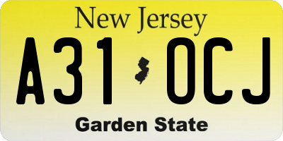 NJ license plate A31OCJ