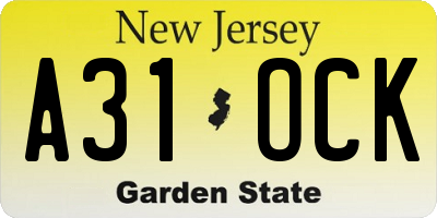 NJ license plate A31OCK