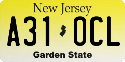 NJ license plate A31OCL