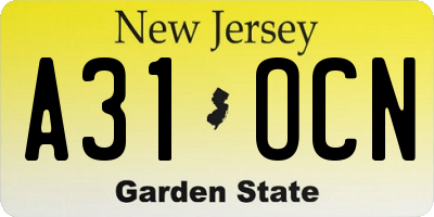 NJ license plate A31OCN