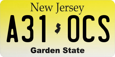 NJ license plate A31OCS