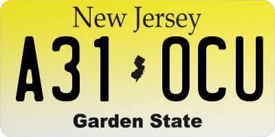 NJ license plate A31OCU