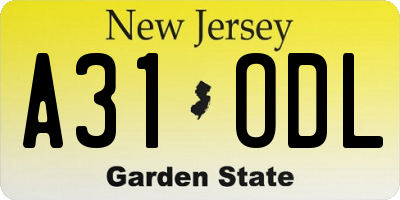 NJ license plate A31ODL