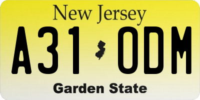 NJ license plate A31ODM