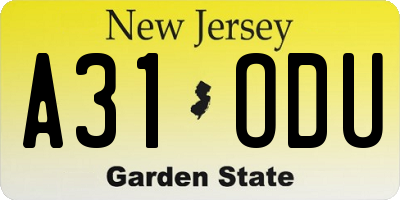 NJ license plate A31ODU