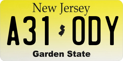 NJ license plate A31ODY