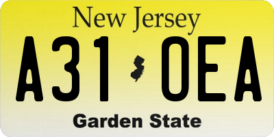 NJ license plate A31OEA