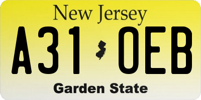 NJ license plate A31OEB