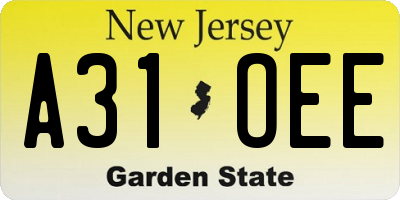 NJ license plate A31OEE