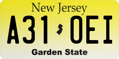NJ license plate A31OEI