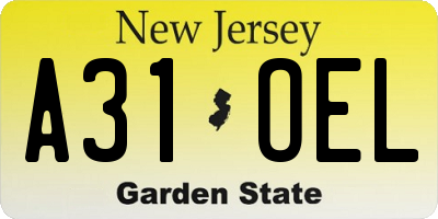 NJ license plate A31OEL