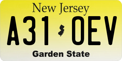 NJ license plate A31OEV