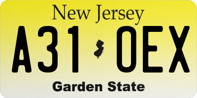 NJ license plate A31OEX