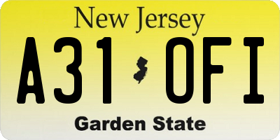 NJ license plate A31OFI