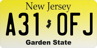 NJ license plate A31OFJ