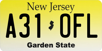 NJ license plate A31OFL