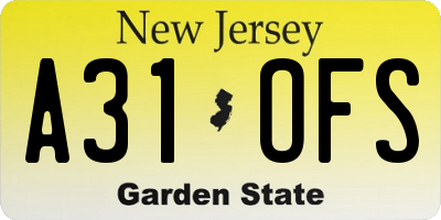 NJ license plate A31OFS