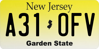 NJ license plate A31OFV