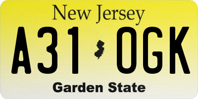 NJ license plate A31OGK