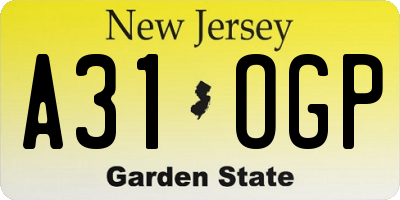 NJ license plate A31OGP