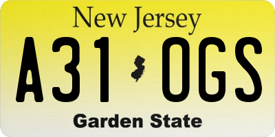 NJ license plate A31OGS
