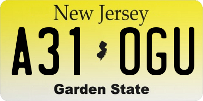 NJ license plate A31OGU